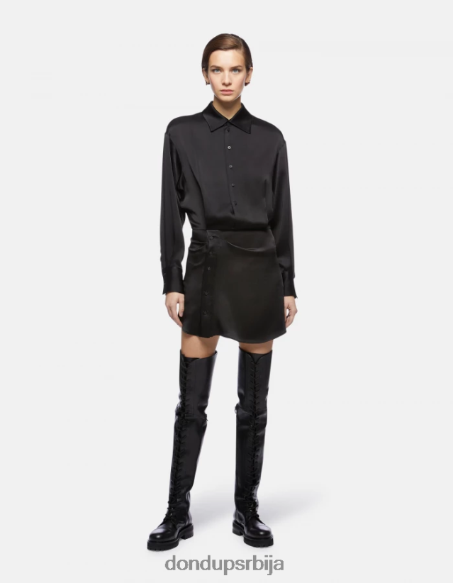 мини сатенска хаљина Жене 662008288 црн DONDUP Одећа