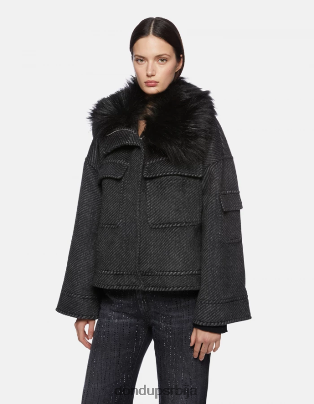 широка платнена јакна Жене 662008366 црно бели DONDUP Одећа