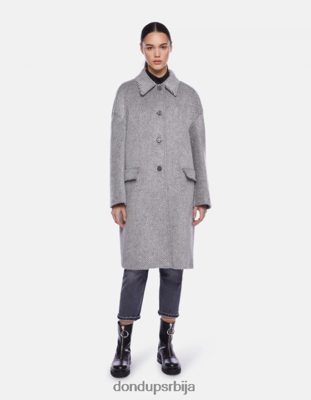 једноструки капут од меланж тканине Жене 662008368 бело црно DONDUP Одећа