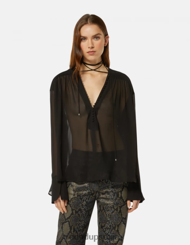 кошуља од жоржета правилног кроја Жене 662008268 црн DONDUP Одећа