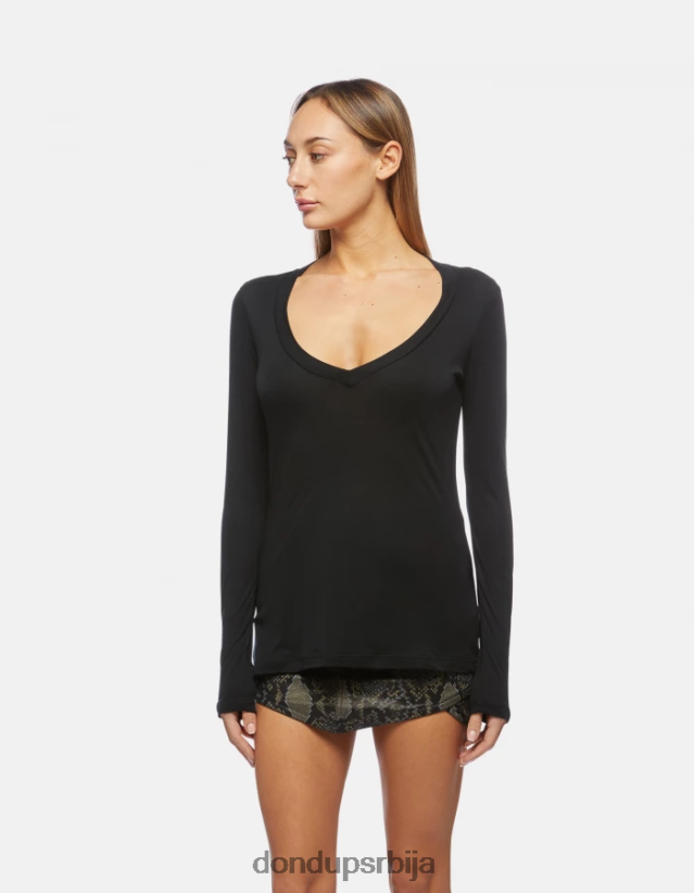 слим-фит интерлоцк мајица Жене 662008415 црн DONDUP Одећа