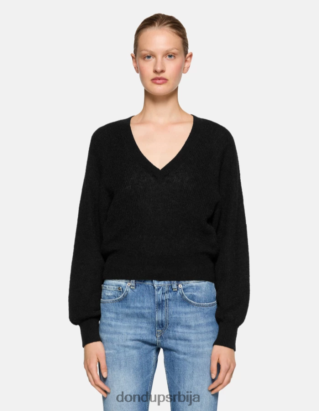 џемпер од мохера с в-изрезом Жене 662008301 црн DONDUP Одећа џемпер од мохера с в-изрезом Жене 662008301 црн DONDUP Одећа