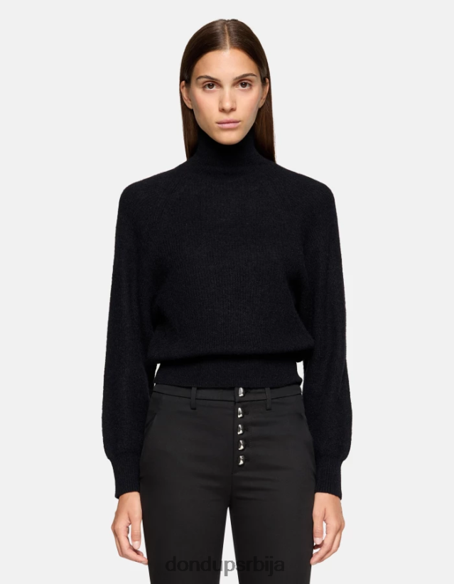џемпер од мохера са поло вратом нормалног кроја Жене 662008303 црн DONDUP Одећа џемпер од мохера са поло вратом нормалног кроја Жене 662008303 црн DONDUP Одећа