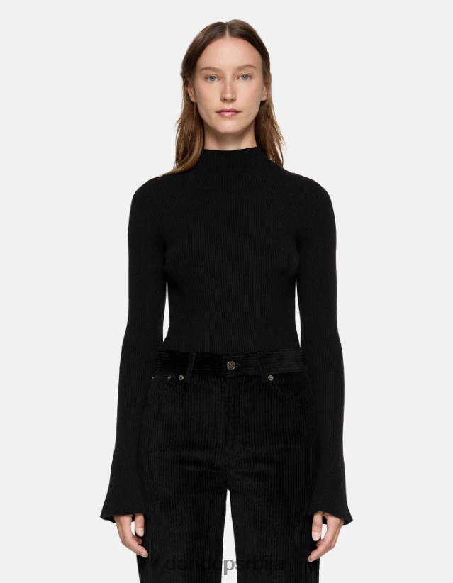 слим-фит џемпер са поло изрезом од вискозе Жене 662008305 црн DONDUP Одећа