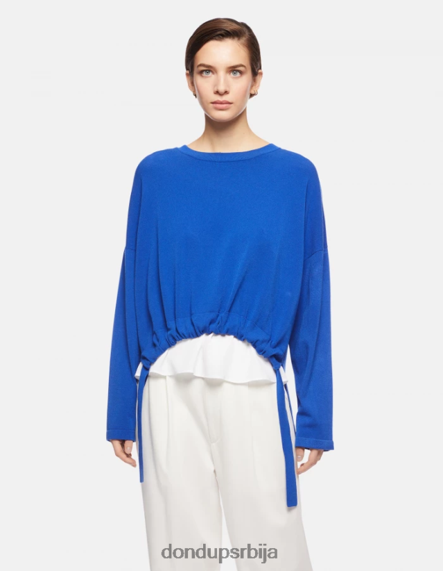 џемпер од вискозе са округлим изрезом Жене 662008324 краљевско плаво DONDUP Одећа џемпер од вискозе са округлим изрезом Жене 662008324 краљевско плаво DONDUP Одећа