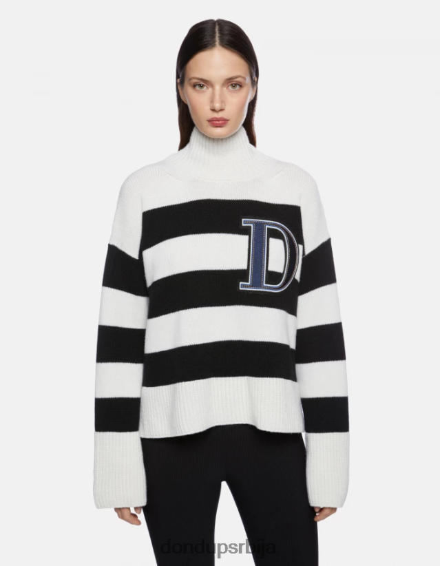 превелики рибарски џемпер са поло вратом Жене 662008329 црно бели DONDUP Одећа