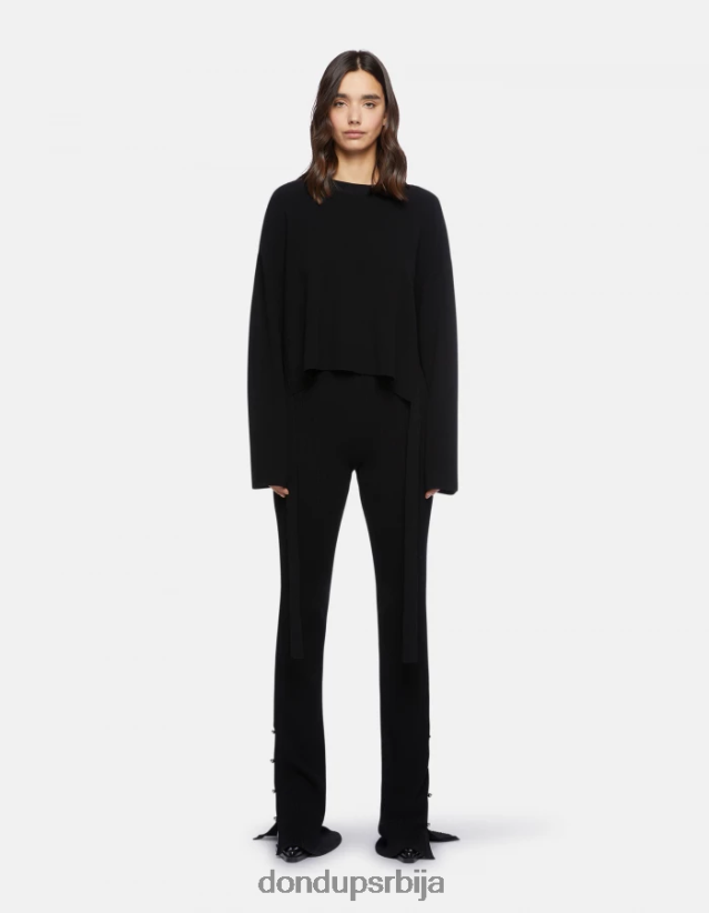 џемпер од вискозе са округлим изрезом Жене 662008333 црн DONDUP Одећа џемпер од вискозе са округлим изрезом Жене 662008333 црн DONDUP Одећа