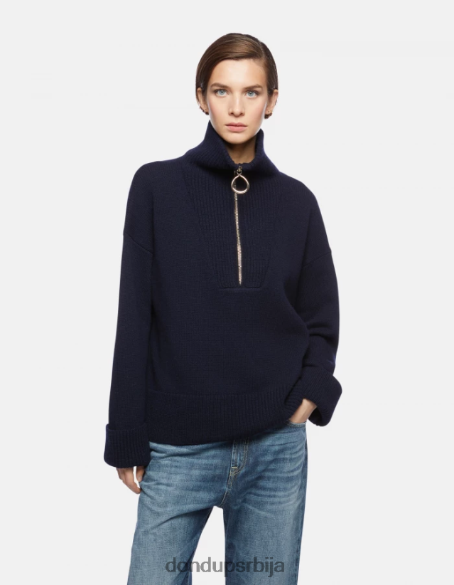 превелики вунени џемпер са поло изрезом Жене 662008336 Морнарско плаво DONDUP Одећа