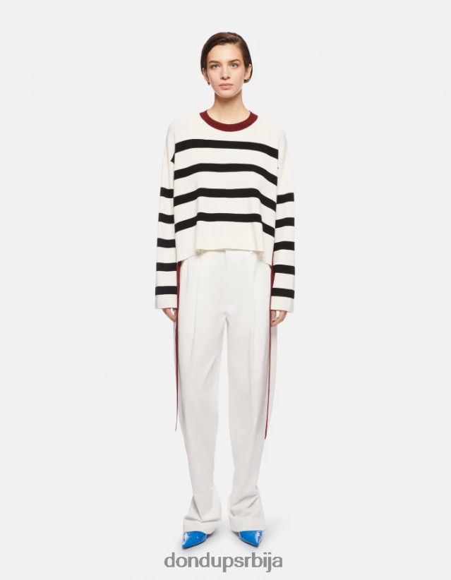 џемпер од вискозе са округлим изрезом Жене 662008339 црно бели DONDUP Одећа џемпер од вискозе са округлим изрезом Жене 662008339 црно бели DONDUP Одећа