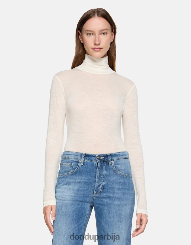 слим-фит вунени џемпер са поло изрезом Жене 662008435 бурро DONDUP Одећа
