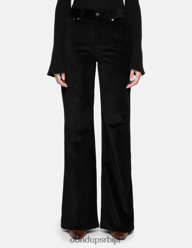 ћилибарске широке сомотне панталоне Жене 66200846 црн DONDUP Одећа