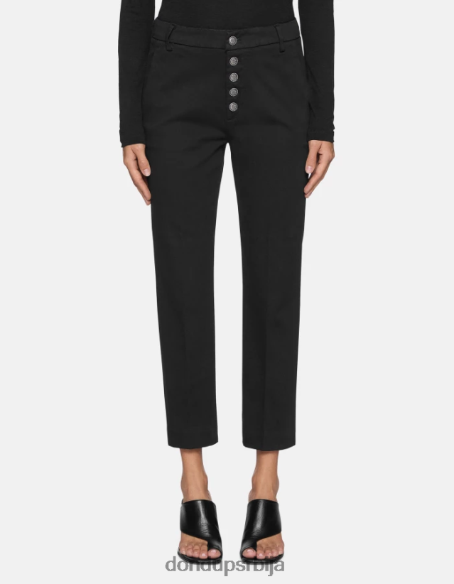 нима трикотинске панталоне широког кроја Жене 662008234 црн DONDUP Одећа