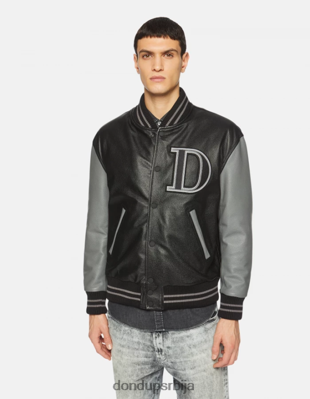 напа кожна бомбер јакна слободног кроја мушкарци 662008917 црна и сива DONDUP Одећа
