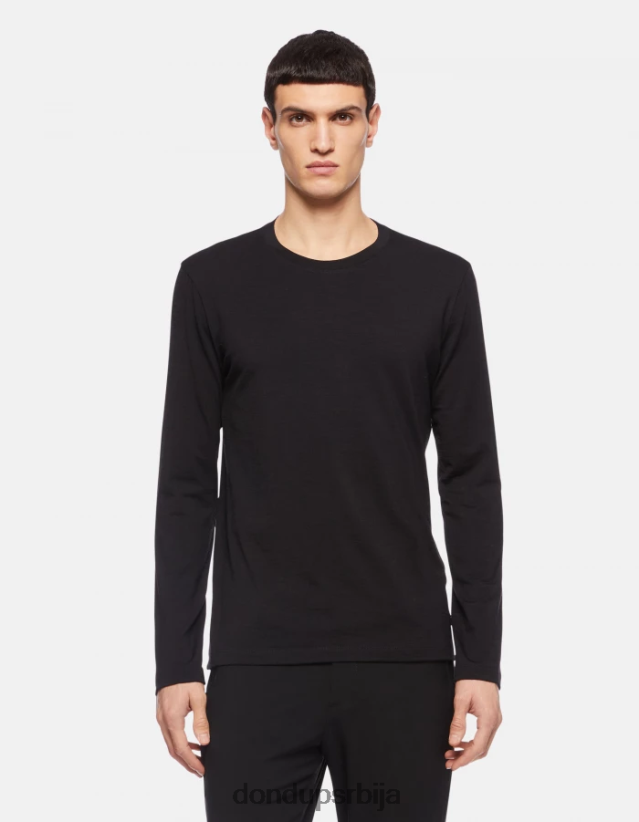 мајица од вуне и свиле нормалног кроја мушкарци 662008801 црн DONDUP Одећа