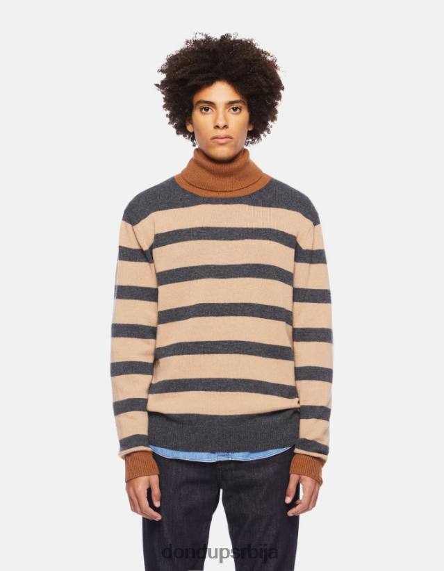 обични џемпер поло овратника од мешавине кашмира мушкарци 662008896 екру и сива DONDUP Одећа