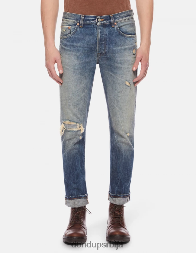 ицон фармерке регуларног кроја од тврдог тексаса са ивицама мушкарци 662008617 Плави DONDUP Одећа ицон фармерке регуларног кроја од тврдог тексаса са ивицама мушкарци 662008617 Плави DONDUP Одећа