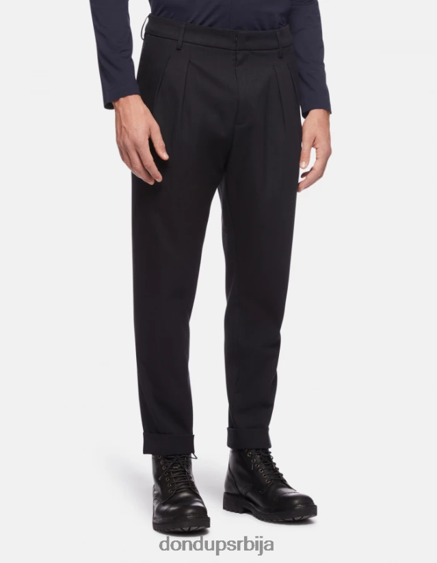 панталоне од мешавине вуне осцар кроја шаргарепе мушкарци 662008759 Морнарско плаво DONDUP Одећа